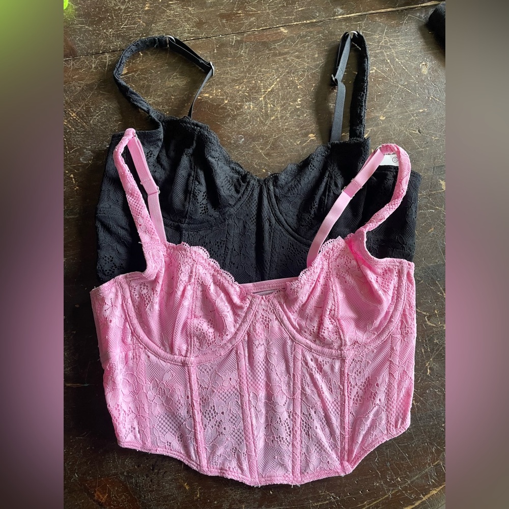 Lace Corset Crop Tank Tops